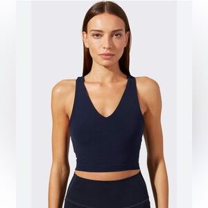 Splits59 Airweight Bralette Navy V Neck Racerback Longline Small